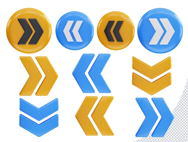 Pfeil-Icon-Set 3D-Rendering-Vektor-Illustration