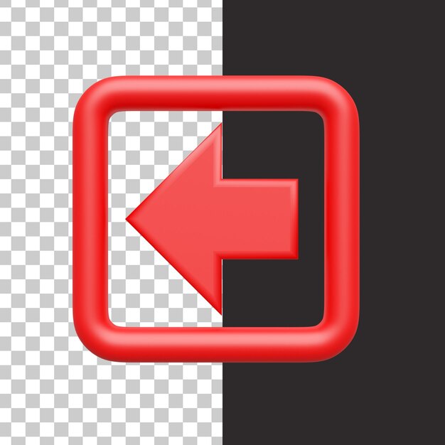 Pfeil nach links im minimalistischen 3D-Render