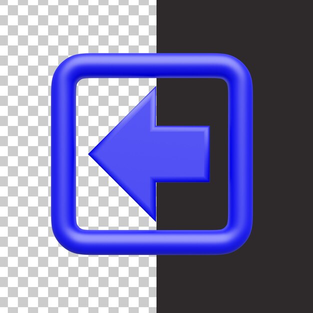 Pfeil nach links im minimalistischen 3D-Render