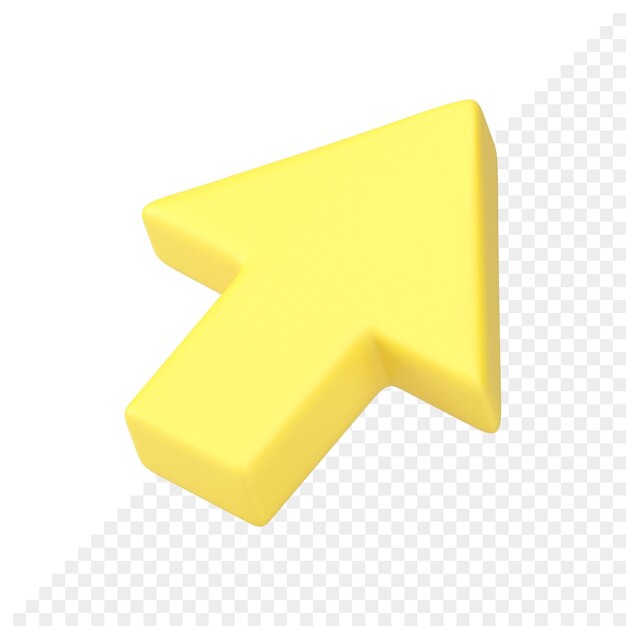 Pfeil nach oben diagonal gelber Zeiger Richtungsnavigation 3D-Symbol