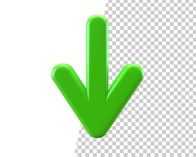 Pfeil nach unten Richtung grünes Symbol 3d