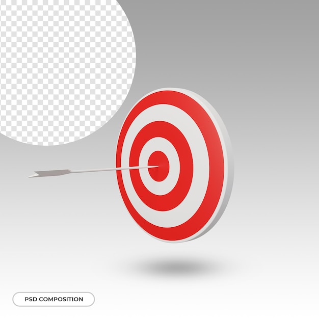 Pfeil trifft das Ziel isoliert in 3D-Rendering