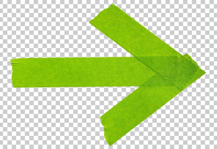 PSD pfeilform klebrig grünes papier band ausgeschnitten design-element
