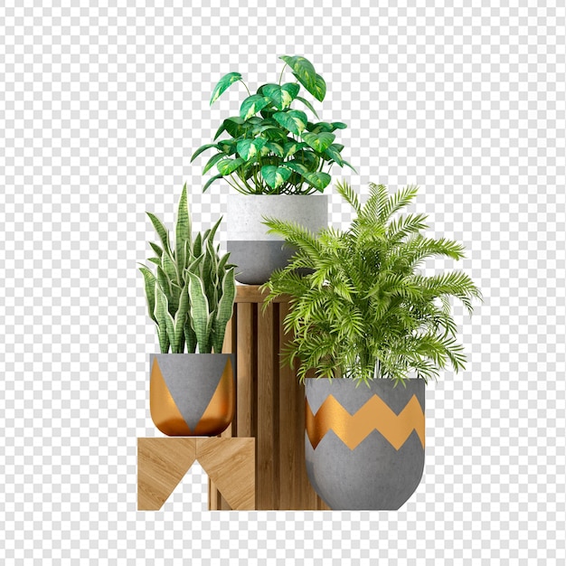 Pflanzen im Topf in 3D-Rendering