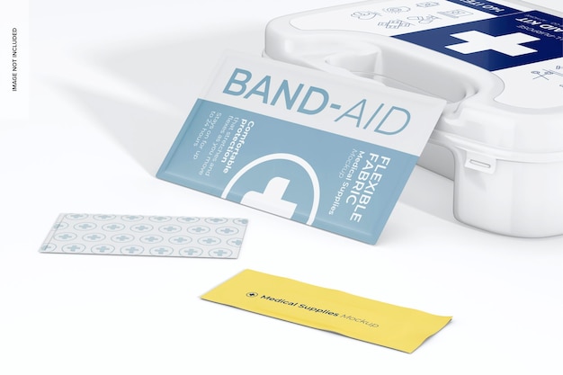 Pflaster-Set Mockup gelehnt