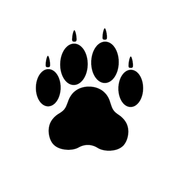 Pfotenabdruck mit Krallen Tier Katze Hund schwarzes Ikon isoliert