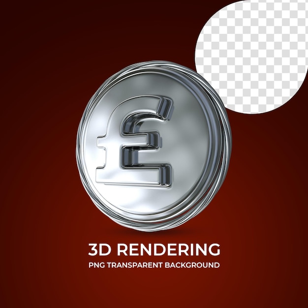 Pfund Währungssymbol 3D-Rendering isoliert transparenten Hintergrund