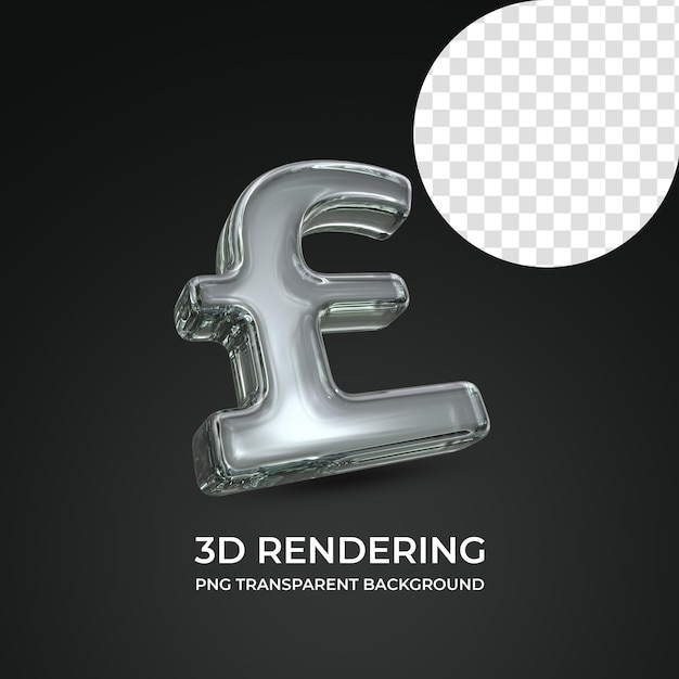 Pfund währungssymbol 3d-rendering isoliert transparenten hintergrund