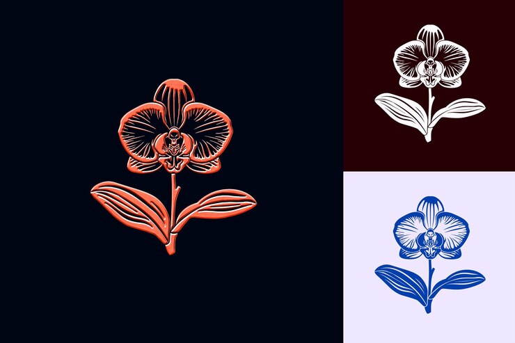 PSD phalaenopsis orchid flower icon flower emblem con disegni vettoriali unici decorativi ispirati alla natura