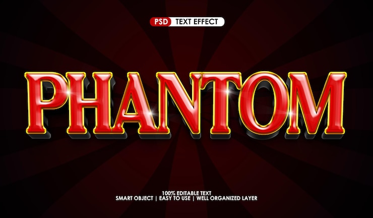 PSD phantom lord premium dunkelroter textstileffekt