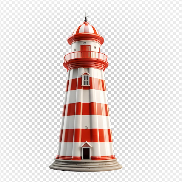 Phare Isolé Sur Fond Transparent Phare à Rayures Rouges Et Blanches Png Génératif Ai