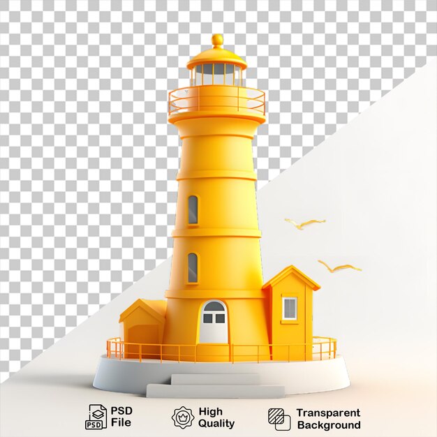 PSD phare jaune 3d isolé sur un fond transparent inclure un fichier png