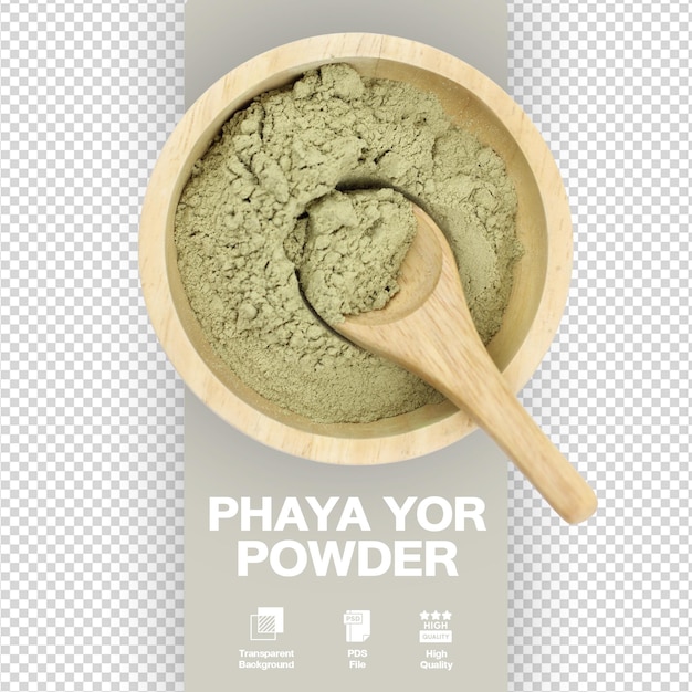 Phaya Yor em pó em tigela de madeira