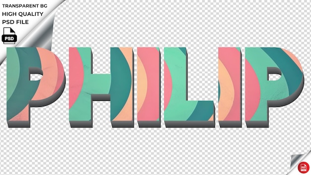 PSD philip typographie turquoise rétro texture du texte psd transparent