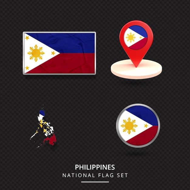 Philippinen nationalflaggemaplocationbadge elementdesign
