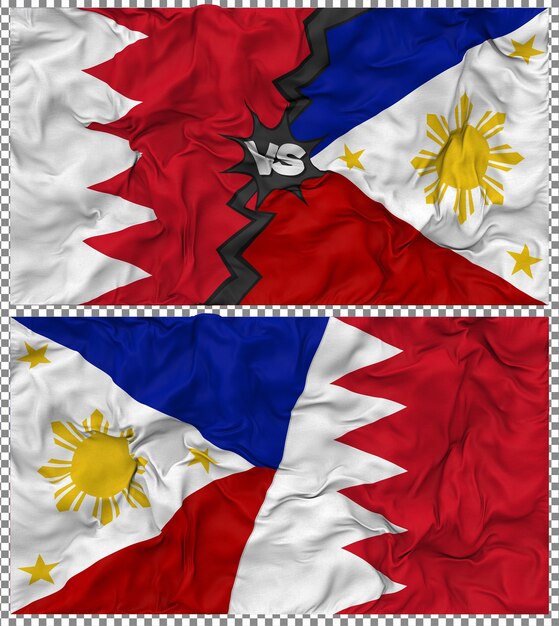 Les Philippines contre le Bahreïn Half Combined Flag Cloth Bump Texture Rendering 3D
