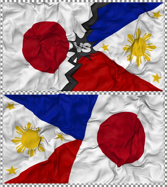 Les Philippines contre le Japon Half Combined Flag Cloth Bump Texture Rendering 3D