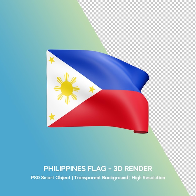philippinische Flagge 3D-Design ein blauer und grüner Hintergrund mit einer Flagge und einem Bild einer Flagge