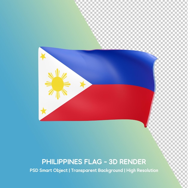 philippinische Flagge 3D-Design ein blauer und grüner Hintergrund mit einer Flagge und einem Bild einer Flagge