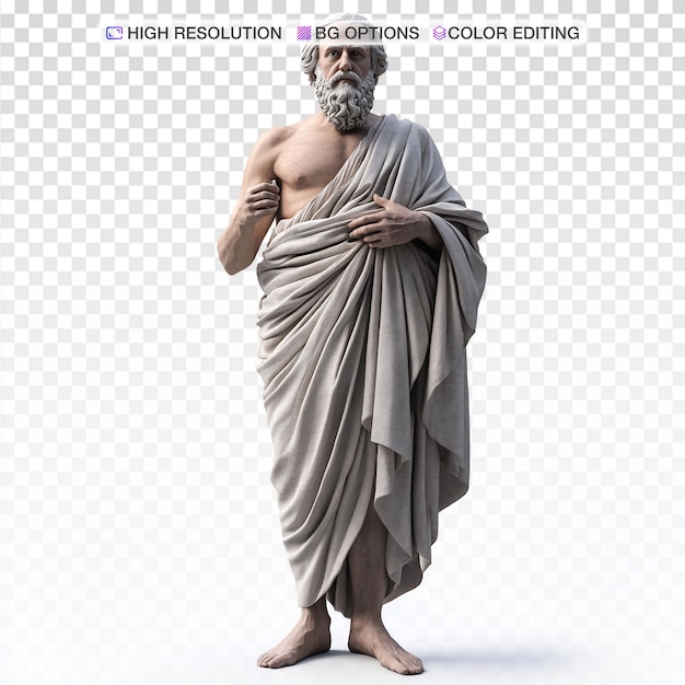 Le philosophe Platon en toga sur un fond blanc