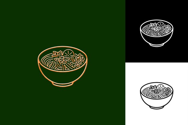 Pho Food Icon mit einer Schüssel Reisnudeln in einem duftenden Rindfleisch Flat Illustration Food Vector Design