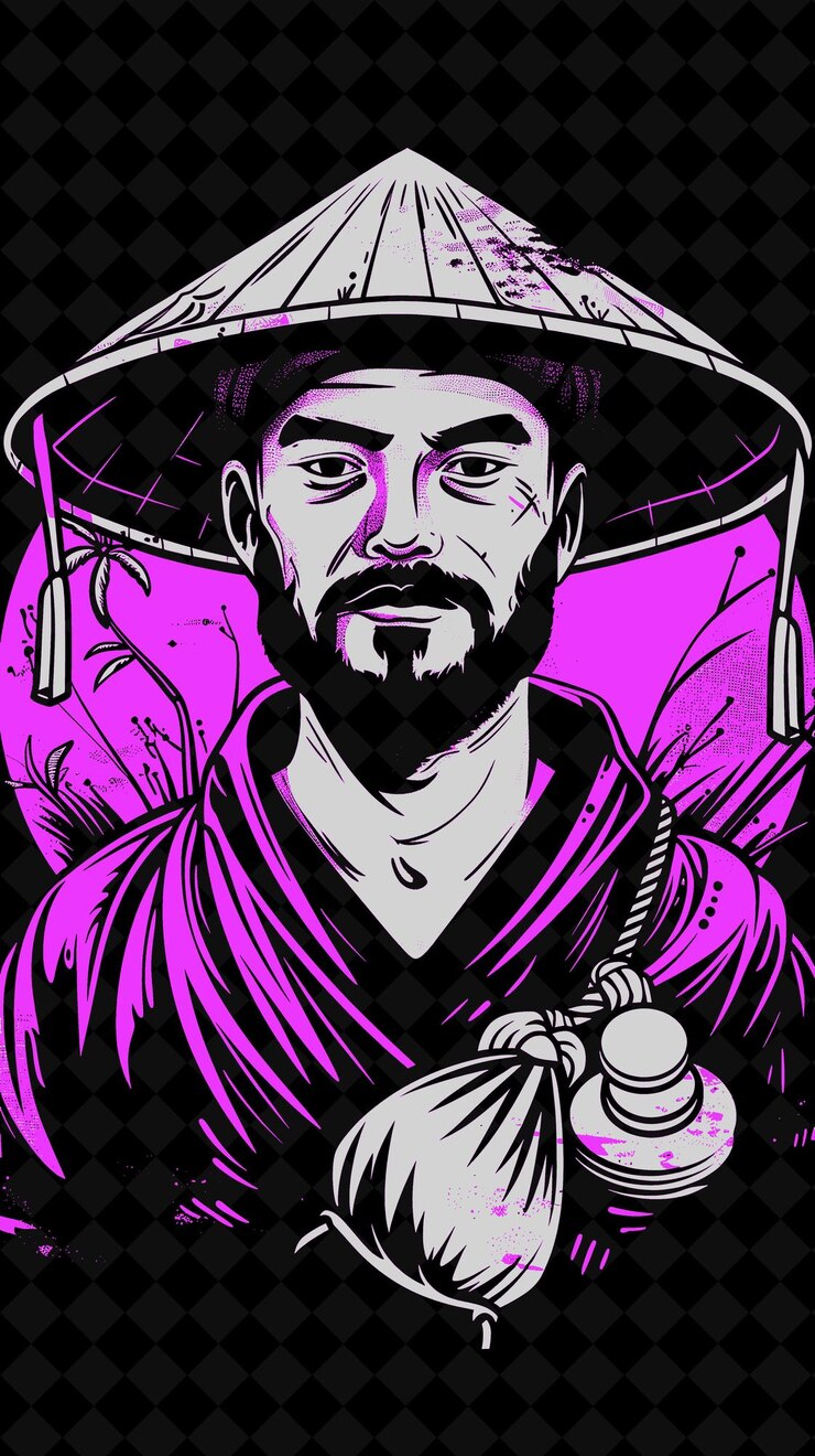 PSD phoenician merchant man portrait wearing a tunic and conical vivid color design png collections