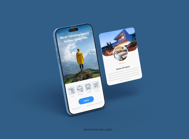 Phone 14 pro isometric Mockup Design of Mobile App Screens con popup separati ui ux app concept 3d render