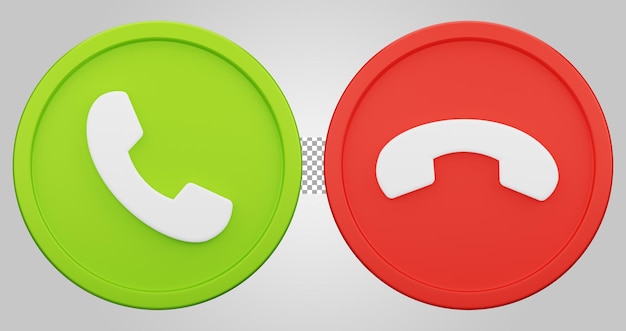 Phone call approve reject button isolated on transparent background 3D Render