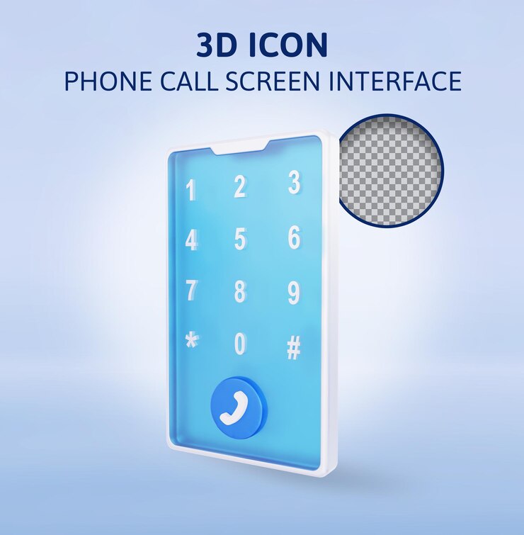 PSD phone call screen interface 3d rendering illustration