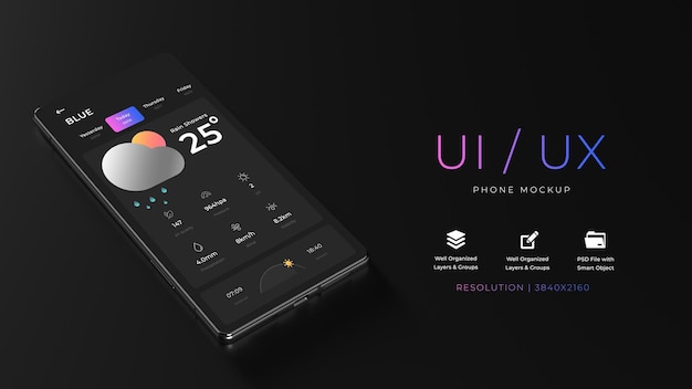 Phone Mockup with Dark Background UI UX Design Fully Editable