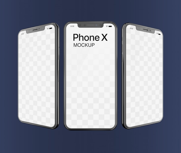 PSD phone x mockup triple screen
