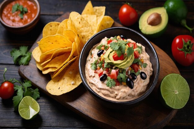 Une photo aérienne de plats mexicains savoureux