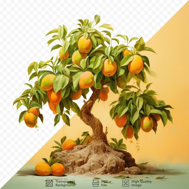 Une Photo D'un Arbre Avec Des Oranges Et Le Mot « Biologique » Dessus.