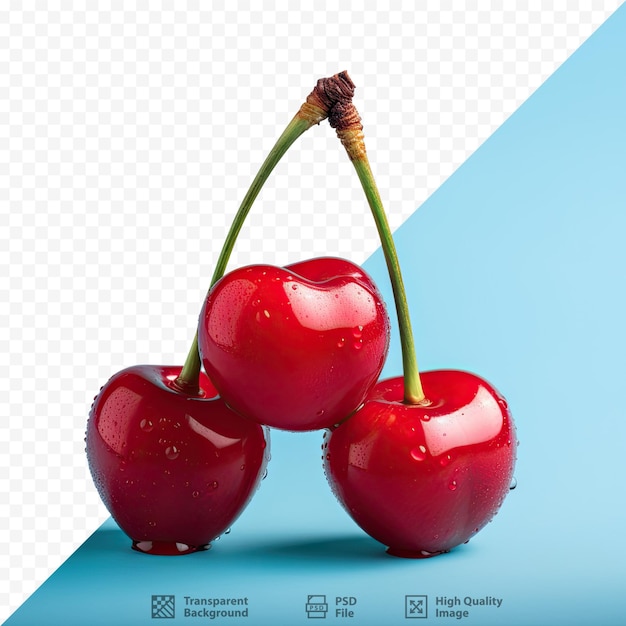 Une Photo De Cerises Sur Fond Bleu Avec Une Photo De Cerise.