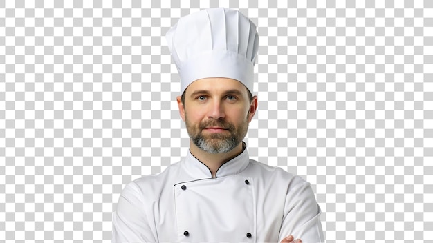 PSD une photo d'un chef en uniforme blanc sur un fond transparent