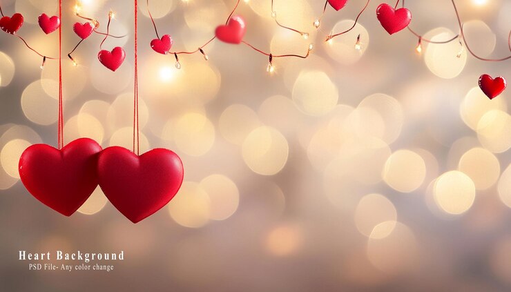 PSD une photo d'un cœur rouge en forme de cœur avec les mots " amour " en bas