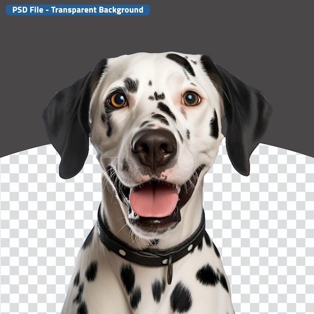 PSD une photo en demi-longueur d'un dalmatien joyeux à proximité