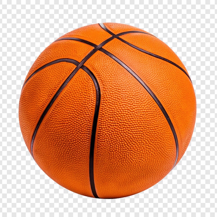 PSD une photo détaillée d'un basket-ball orange sur un fond transparent