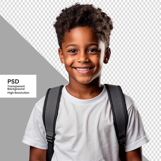 PSD photo d'un enfant avec un sac à dos de retour à l'école