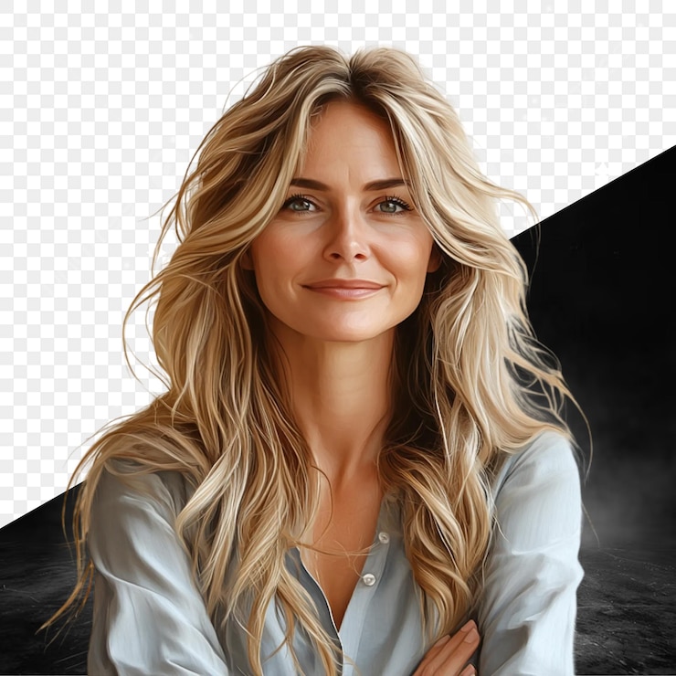 PSD une photo d'une femme aux longs cheveux blonds