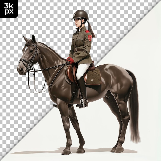 PSD une photo d'une femme officier sur un cheval