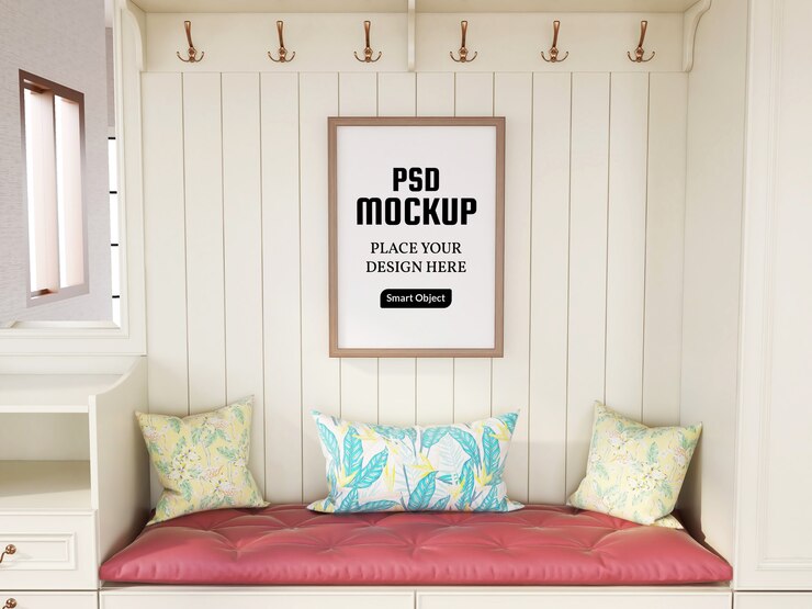 Photo Frame Mockup on the Modern Wardrobe