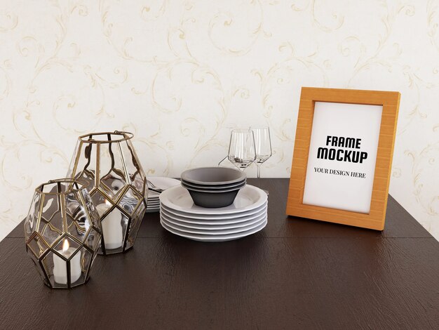 Photo Frame Mockup realistico sulla scrivania