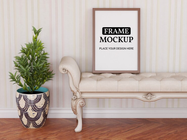 PSD photo frame mockup realistico sulla sedia
