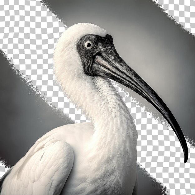 PSD une photo en gros plan d'un fond transparent d'ibis blanc