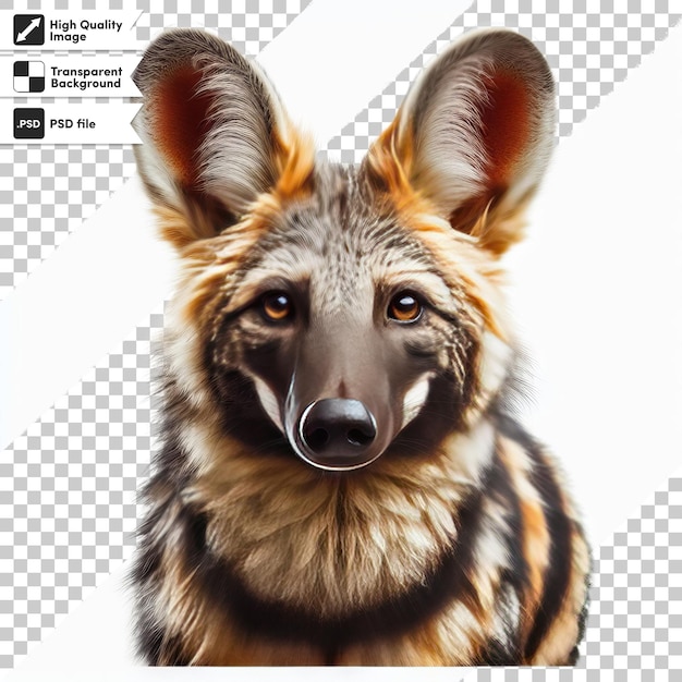 PSD une photo d'une hyène avec une image d'un loup dessus