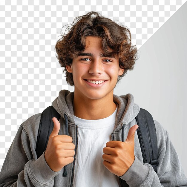 PSD photo d'un jeune étudiant souriant avec un fond transparent