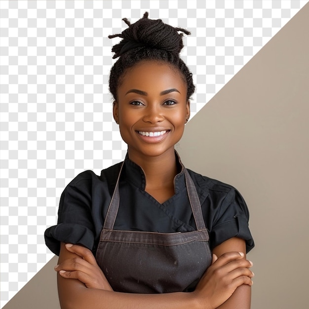 PSD photo d'une jeune femme africaine sur un fond transparent