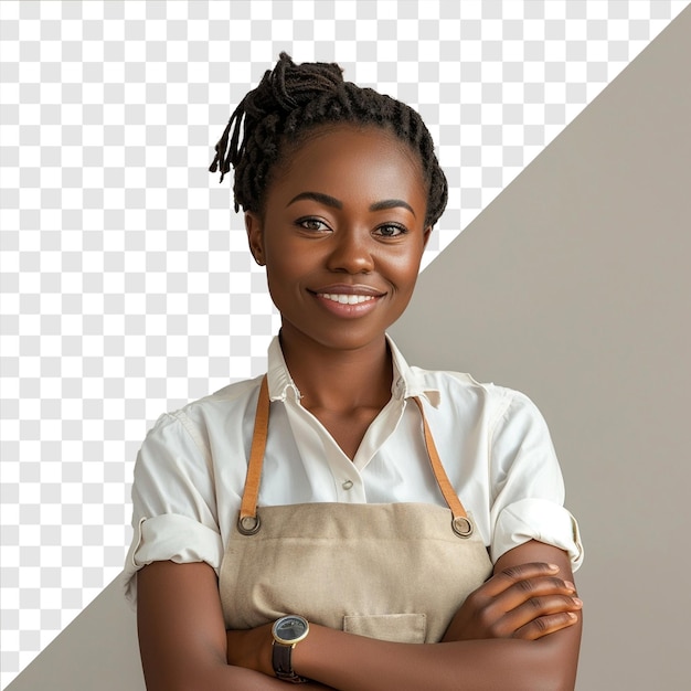 PSD photo d'une jeune femme africaine sur un fond transparent