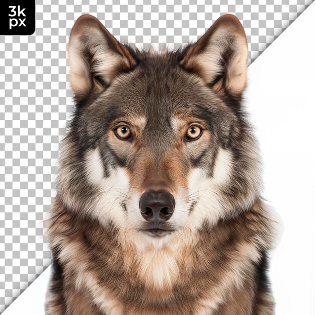 PSD une photo d'un loup qui a un nez noir et un nez noir